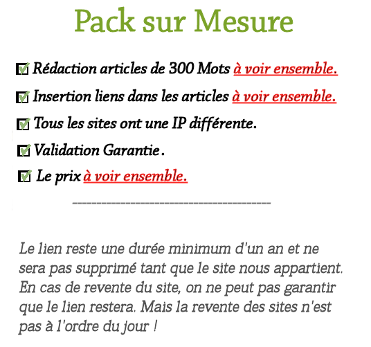 Pack sur mesure